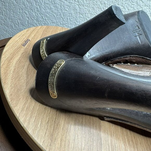 Michael Kors San‎ Antonio Mules Brown Leather Tassel Heeled Womens Size 7 - Picture 7 of 10